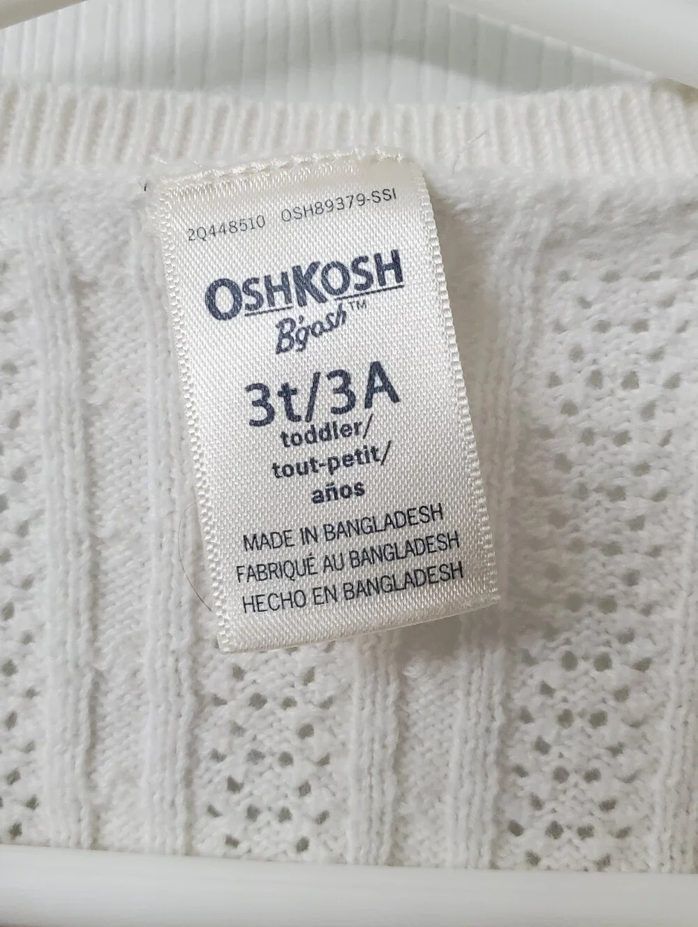OshKosh B'gosh Cream Cable Knit Button Cardigan Sweater - Toddler Girls 3T
